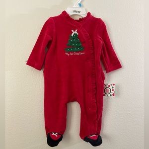Little Me Red Velour My First Christmas Graphic Onesie Size 6M
